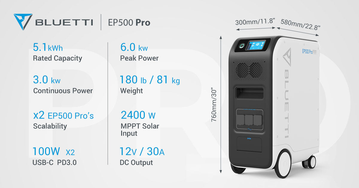 Station d'énergie à domicile EP500Pro Bluetti - 3000W | 5100Wh